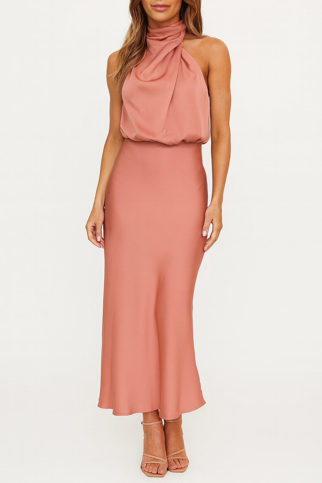 EVIE | Off Shoulder Satin Midi Dress
