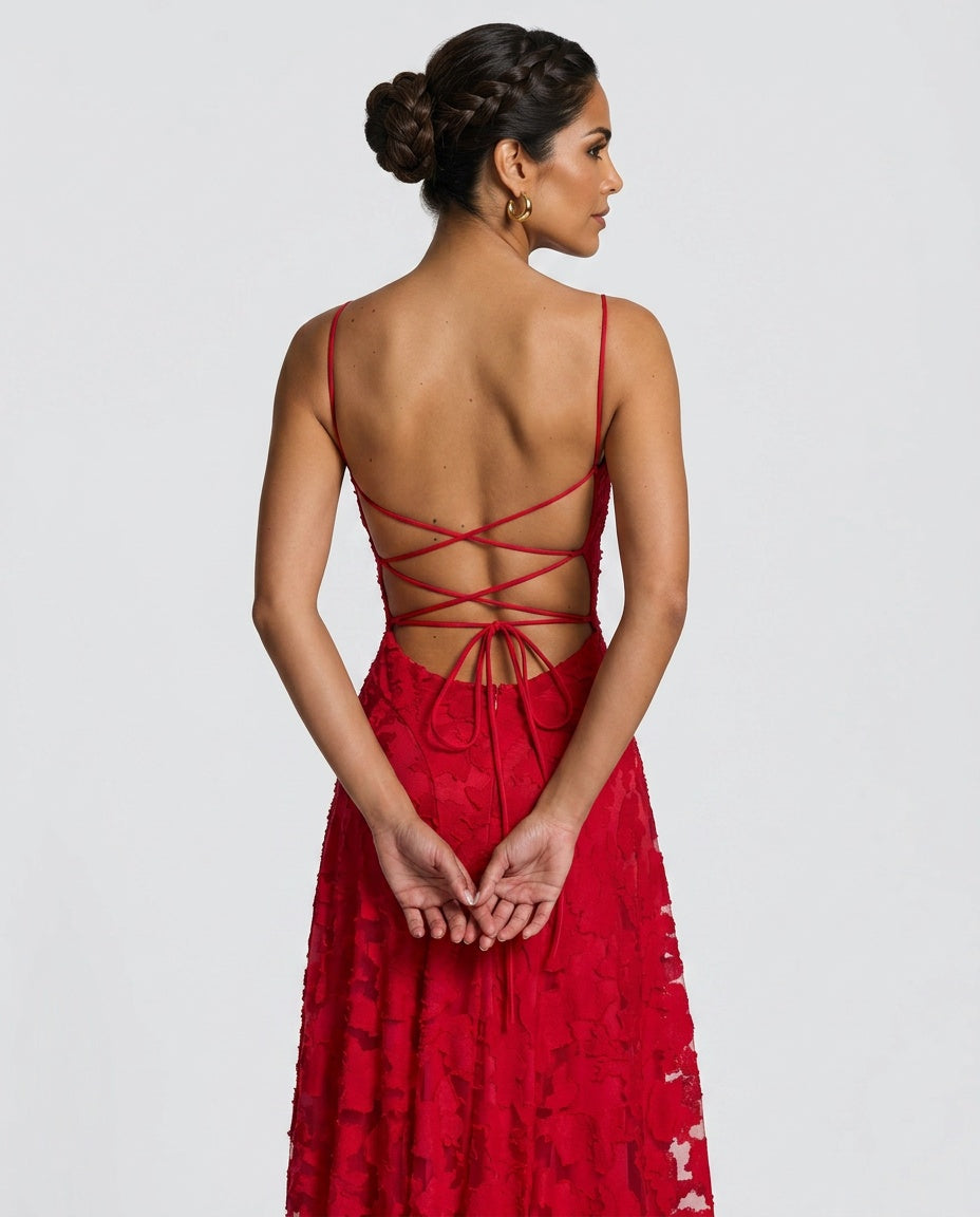 EVIE | Corset Lace-Up Back Maxi Dress