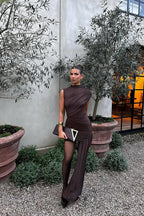 EVIE | Asymmetric Ruched Sleeveless Mini Dress