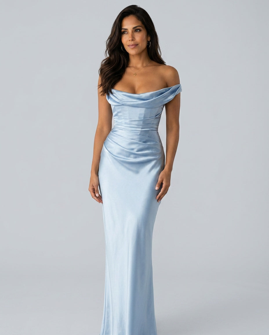 EVIE | Lace Trim Strapless Asymmetric Maxi Dress