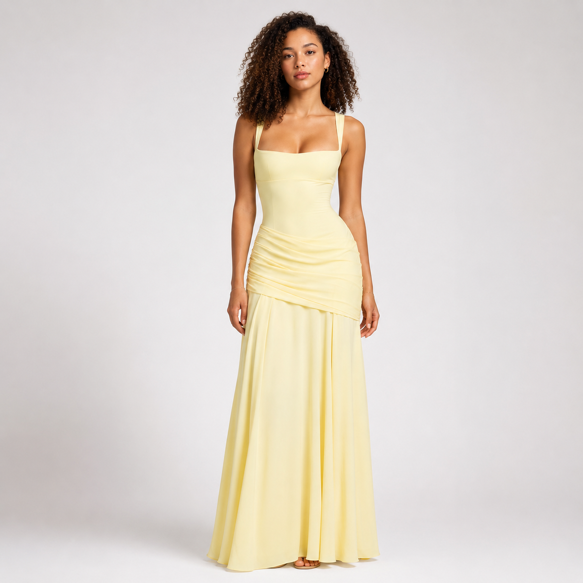 EVIE | Square Neck Backless Bodycon Maxi Dress