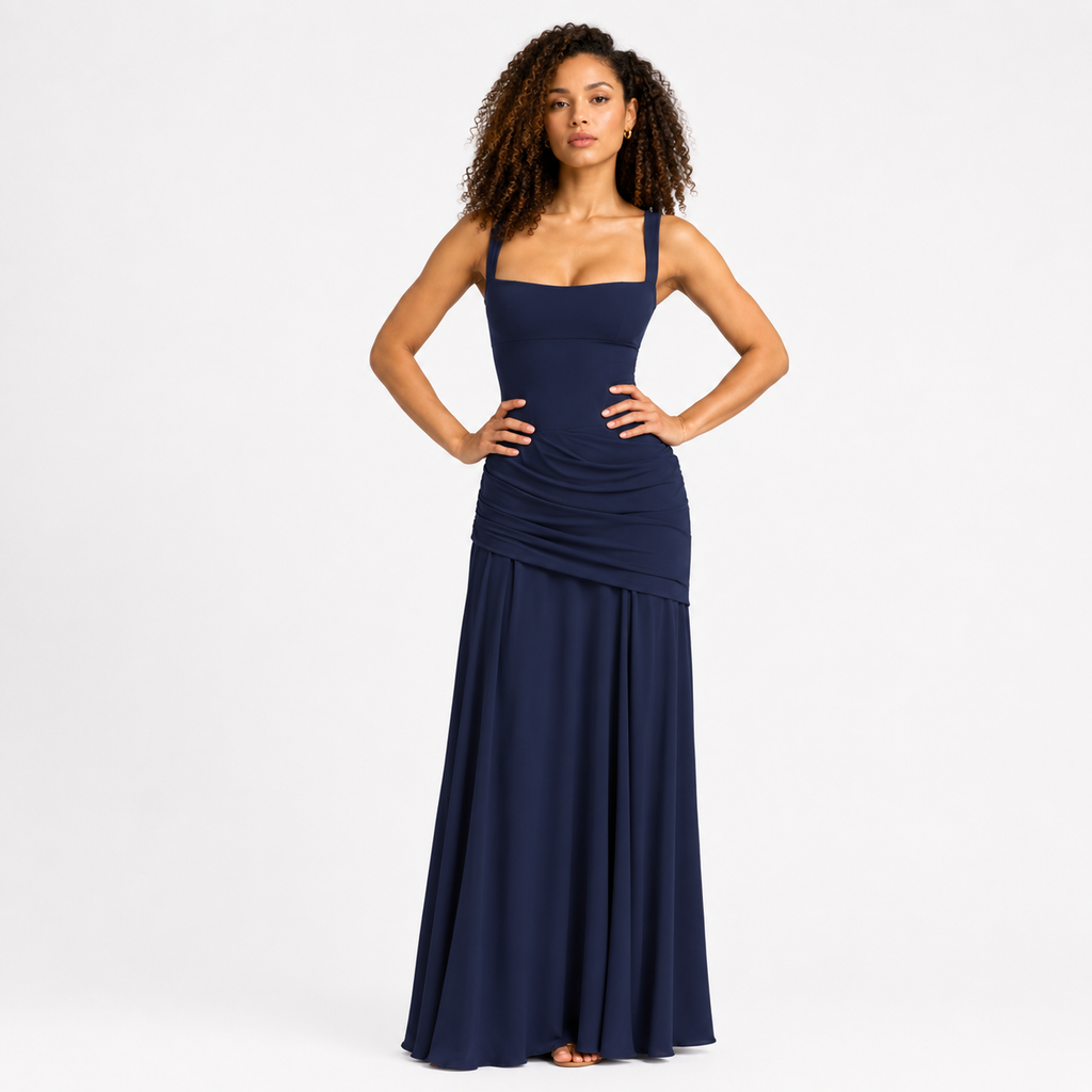 EVIE | Square Neck Backless Bodycon Maxi Dress