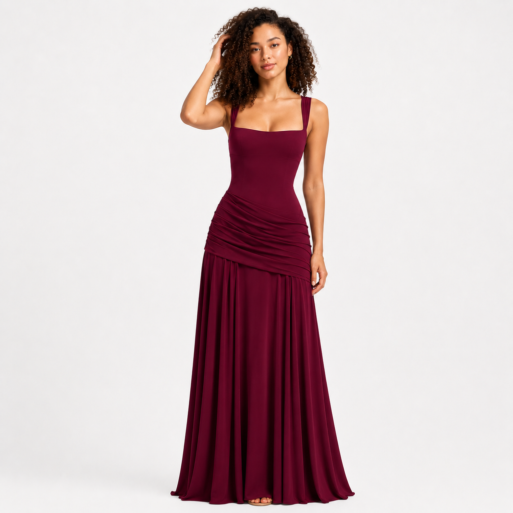 EVIE | Square Neck Backless Bodycon Maxi Dress