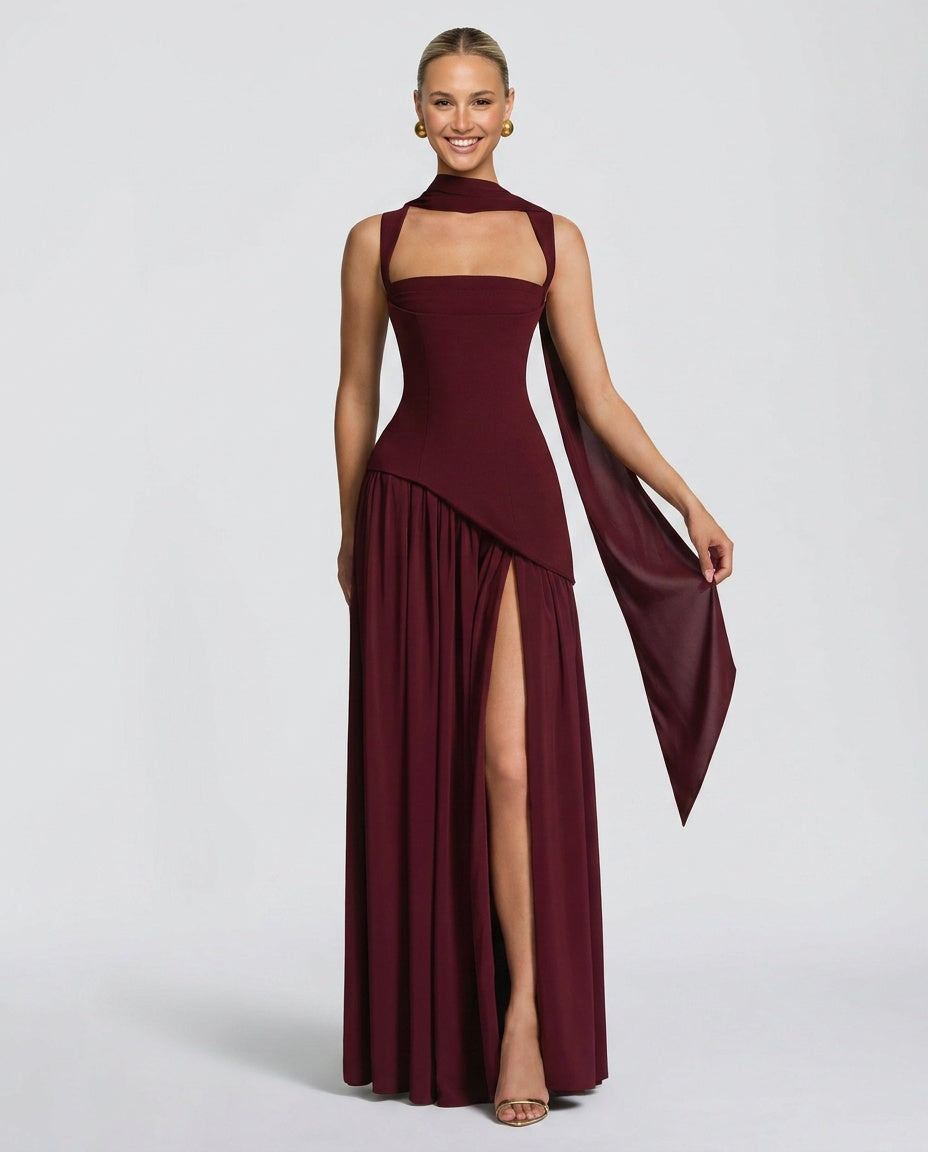 EVIE | Strapless Ruched Maxi Dress