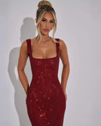 EVIE | Sequin Sleeveless Maxi Dress
