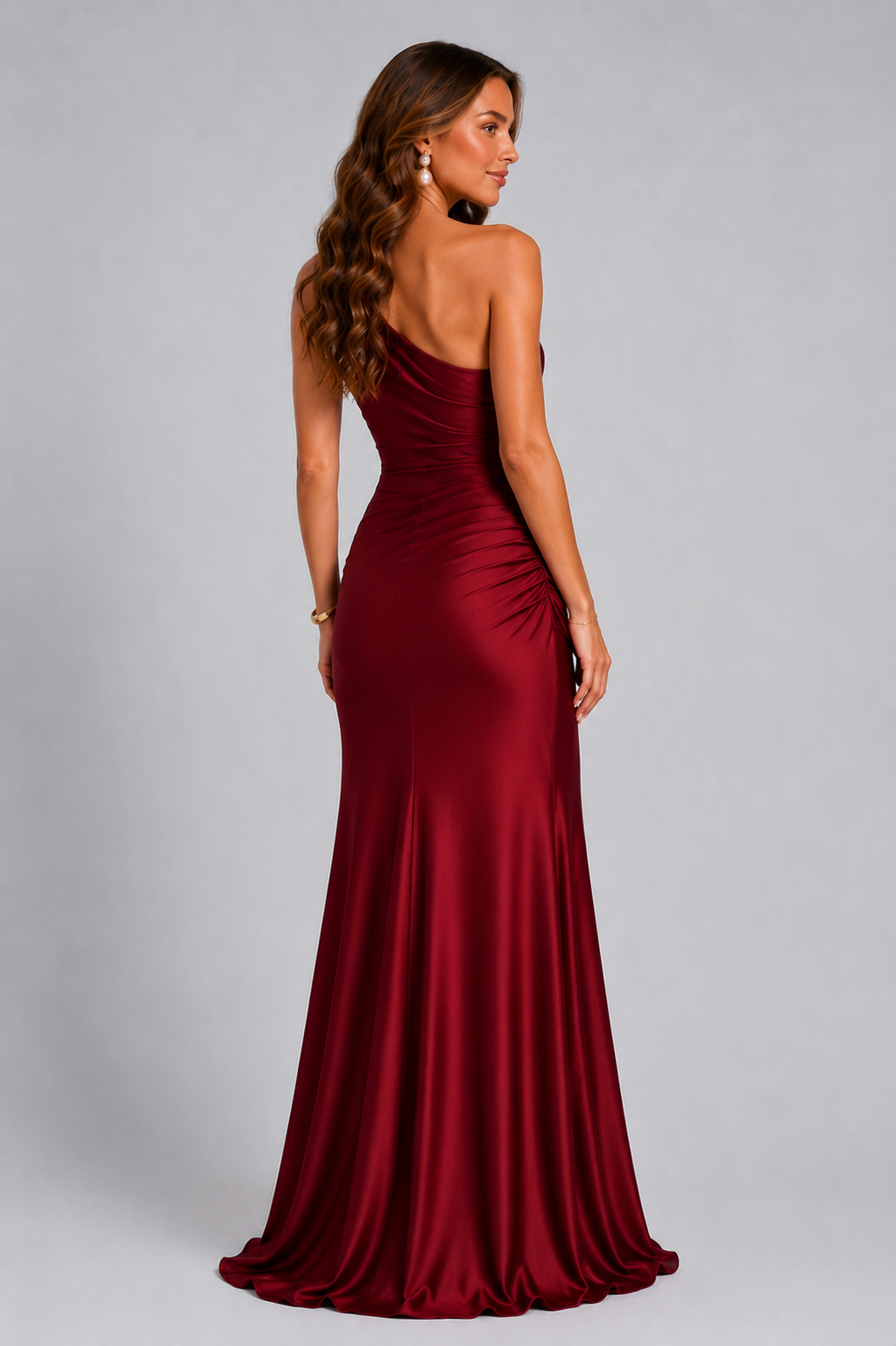 EVIE | One Shoulder Draped Satin-Look Maxi Dress