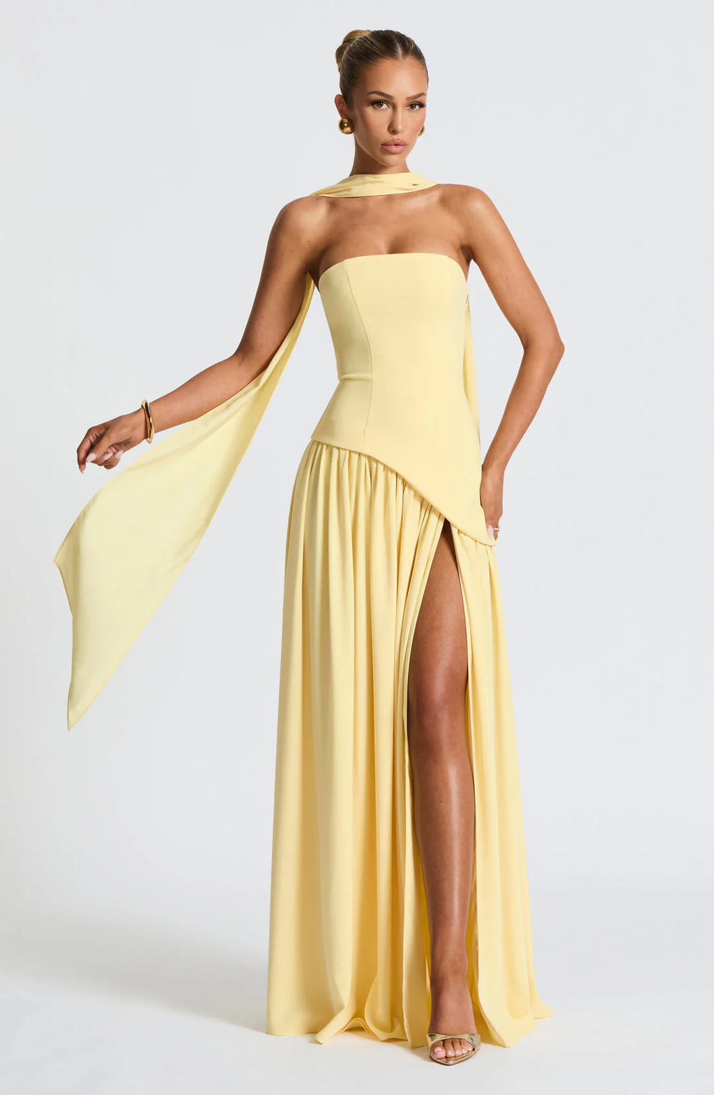EVIE | Strapless Maxi Dress with Matching Scarf