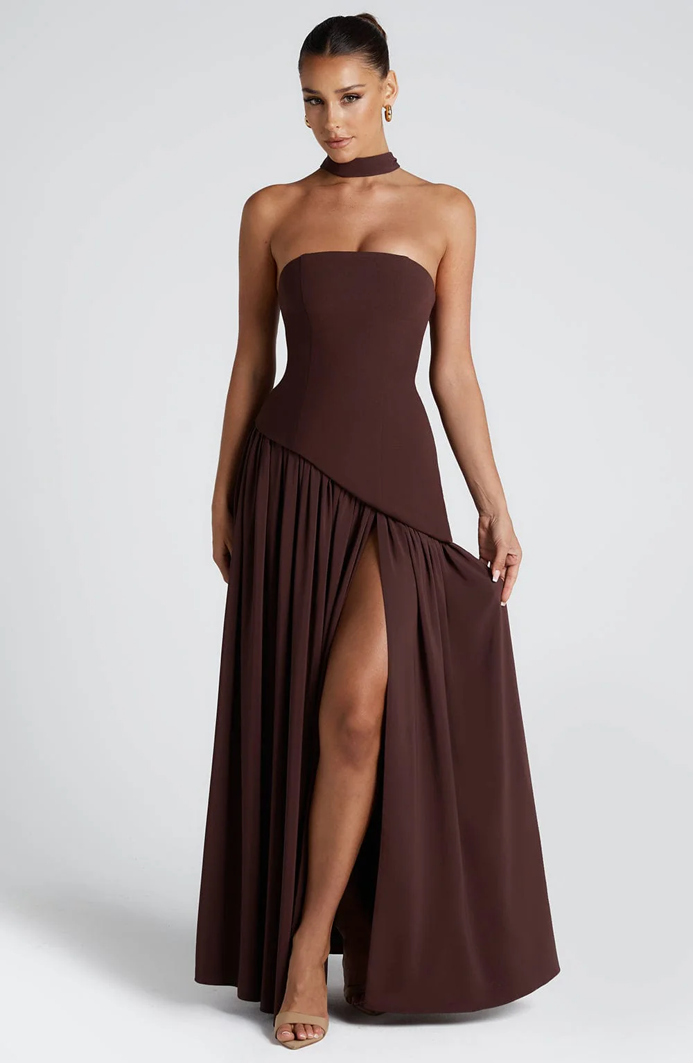 EVIE | Strapless Maxi Dress with Matching Scarf