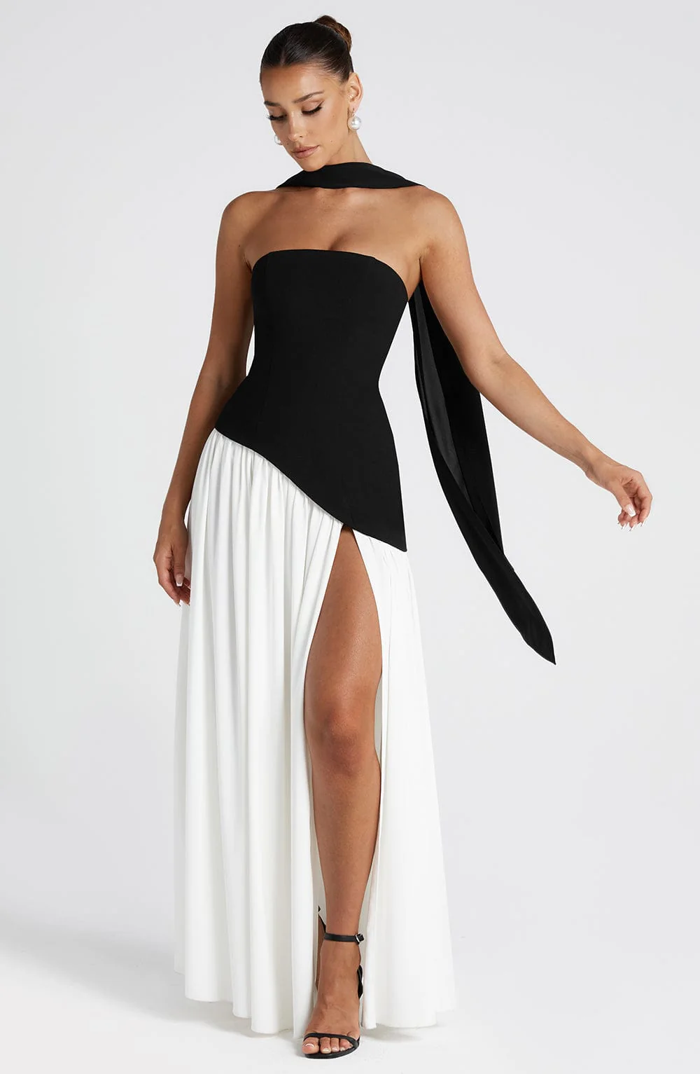 EVIE | Strapless Maxi Dress with Matching Scarf