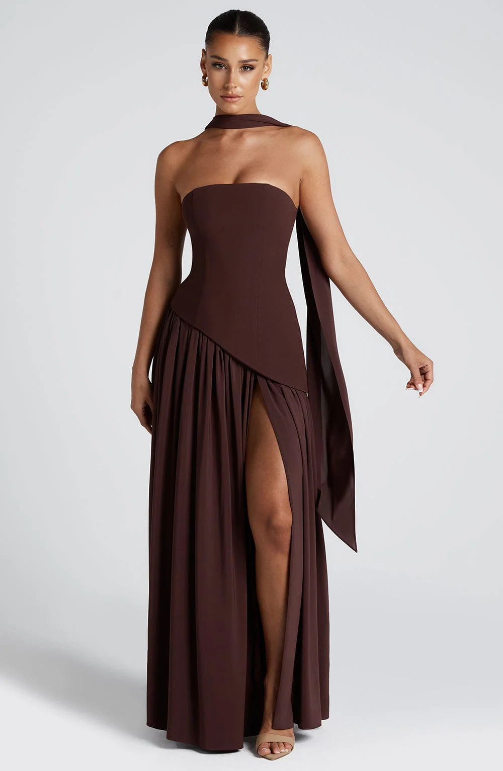 EVIE | Strapless Maxi Dress with Matching Scarf