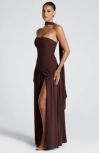 EVIE | Strapless Maxi Dress with Matching Scarf
