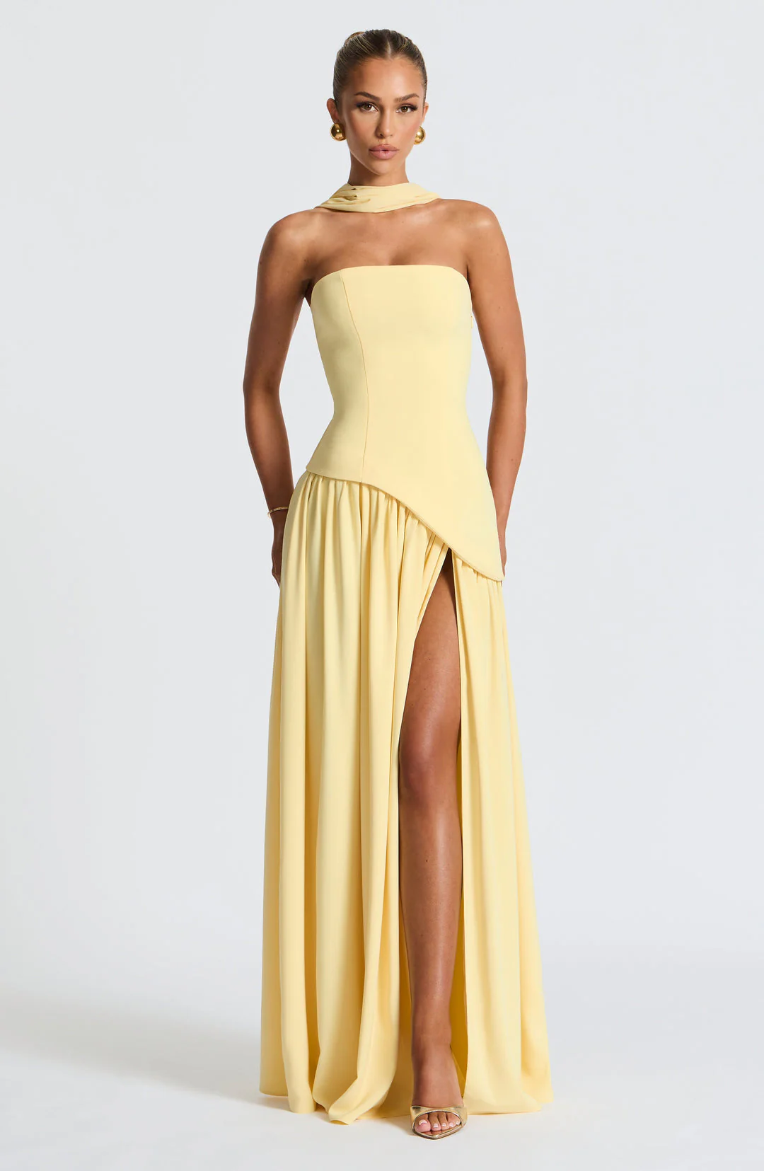 EVIE | Strapless Maxi Dress with Matching Scarf