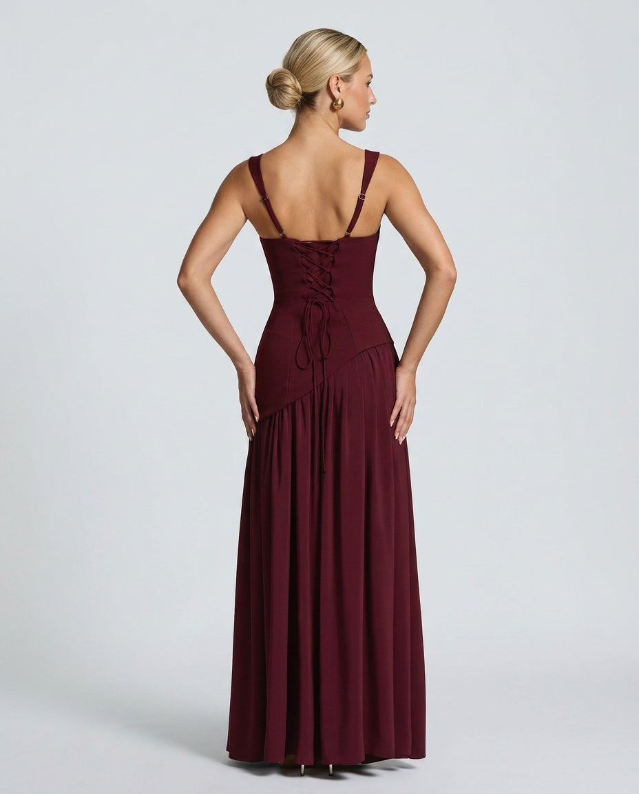 EVIE | Strapless Ruched Maxi Dress
