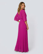 EVIE | V-Neck Short Sleeve Pleated Maxi Dress