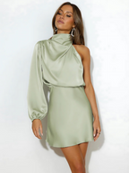 EVIE | One Shoulder Satin Mini Dress