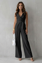 EVIE | Sleeveless Lapel Wrap Wide Leg Jumpsuit