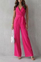 EVIE | Sleeveless Lapel Wrap Wide Leg Jumpsuit