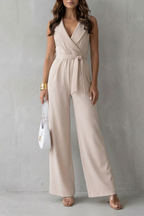 EVIE | Sleeveless Lapel Wrap Wide Leg Jumpsuit