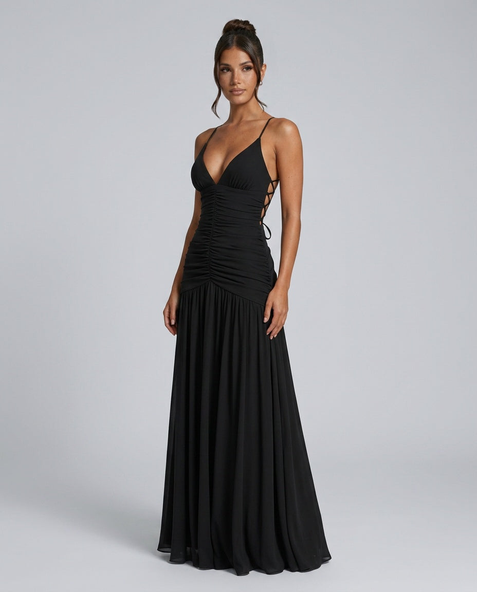 EVIE | Square Neck Backless Bodycon Maxi Dress