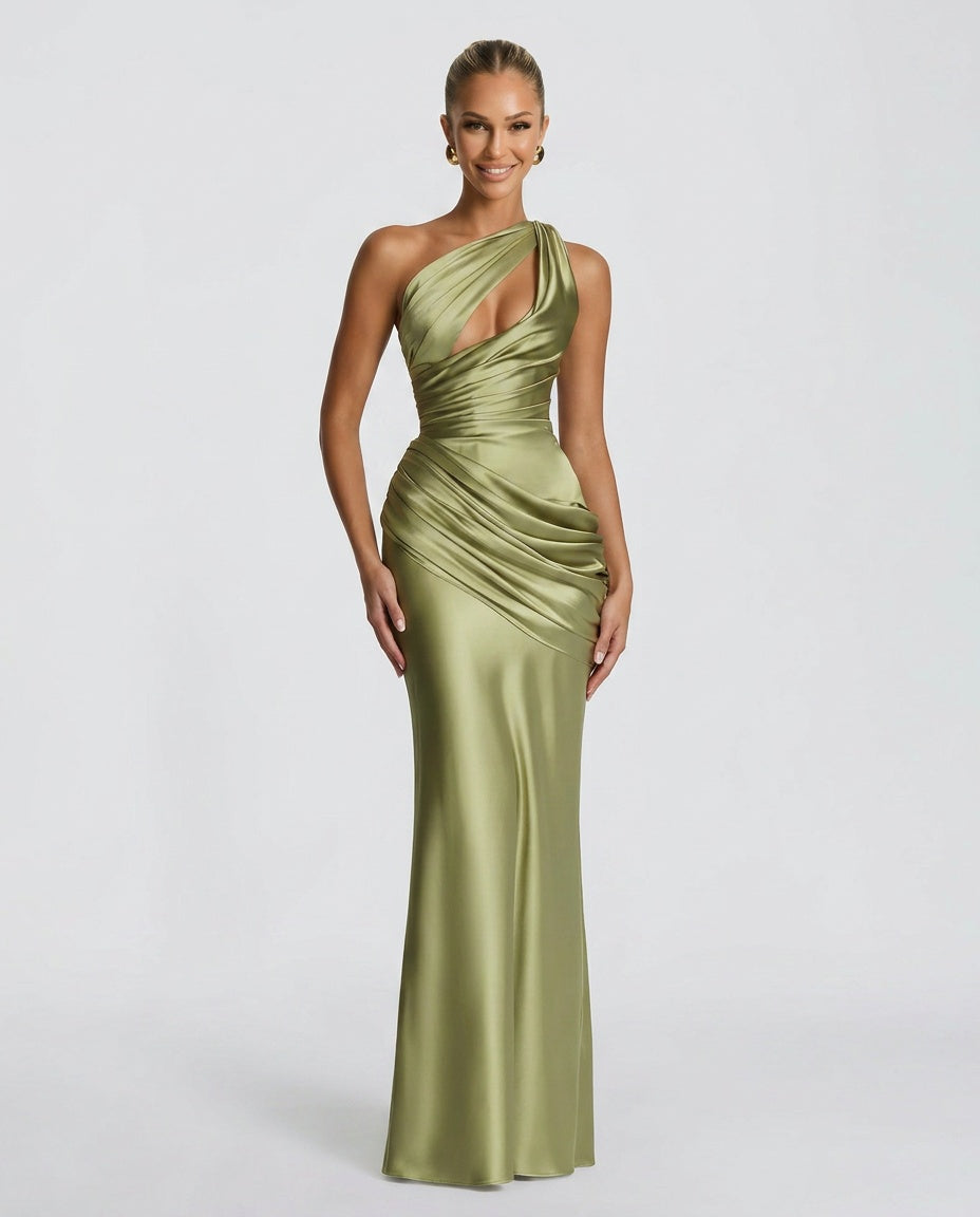 EVIE | Satin Cowl Neck Sleeveless Maxi Dress