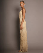 EVIE | Fringe Tiered V-Neck Cami Maxi Dress