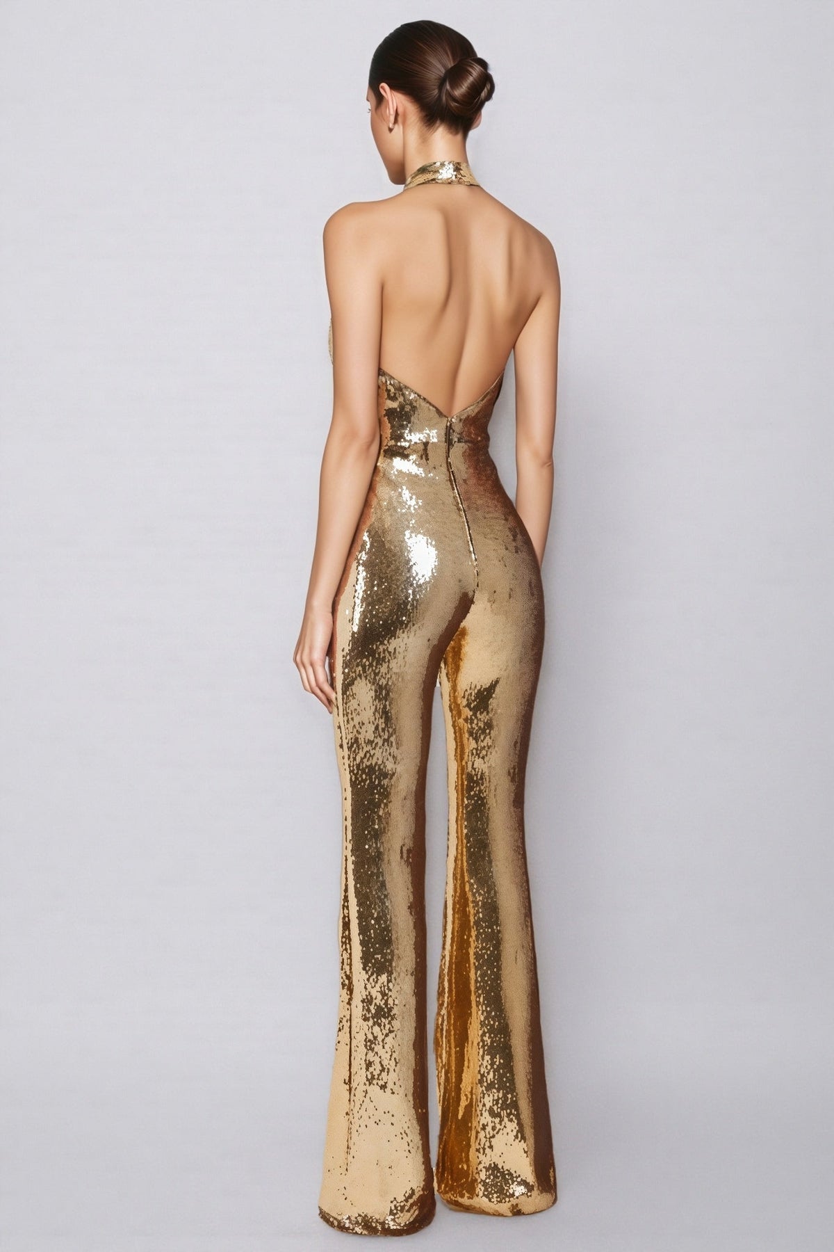 EVIE | Twisted Front Metallic Sleeveless Jumpsuit