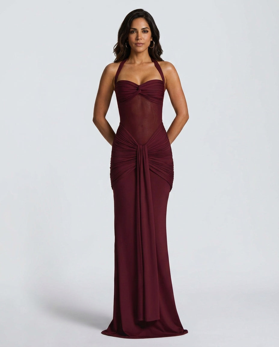 EVIE | Halter Neck Backless Maxi Dress