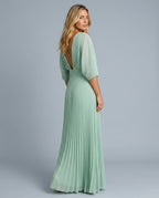 EVIE | V-Neck Short Sleeve Pleated Maxi Dress
