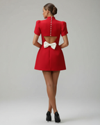 EVIE | Short Sleeve Open Back Bow Mini Dress
