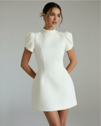 EVIE | Short Sleeve Open Back Bow Mini Dress