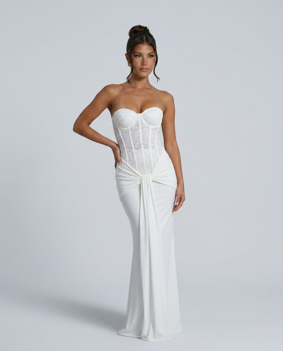 EVIE | Off Shoulder Strapless Formal Maxi Dress