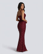 EVIE | Sequin Tie-Up Square Neck Maxi Dress