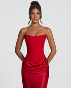 EVIE | Satin-Look Wrap Tie-Up Maxi Dress