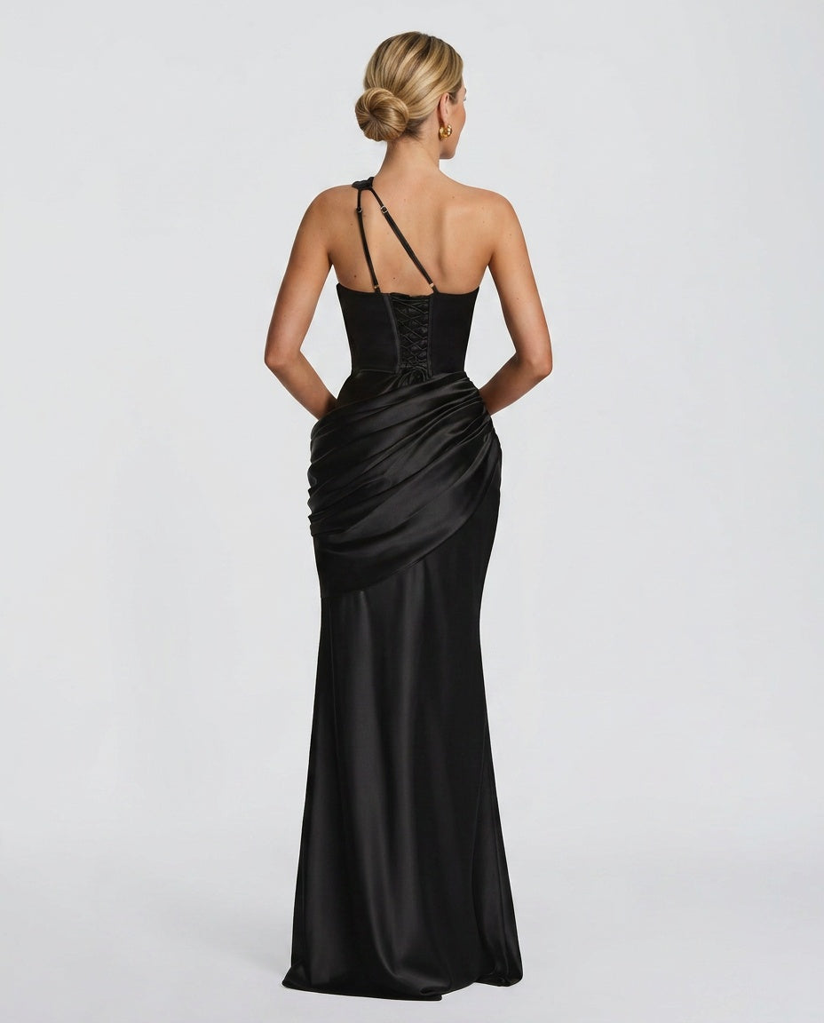 EVIE | Satin Cowl Neck Sleeveless Maxi Dress
