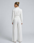 EVIE | Long Sleeve Shirt Collar Belted Jumpsuit