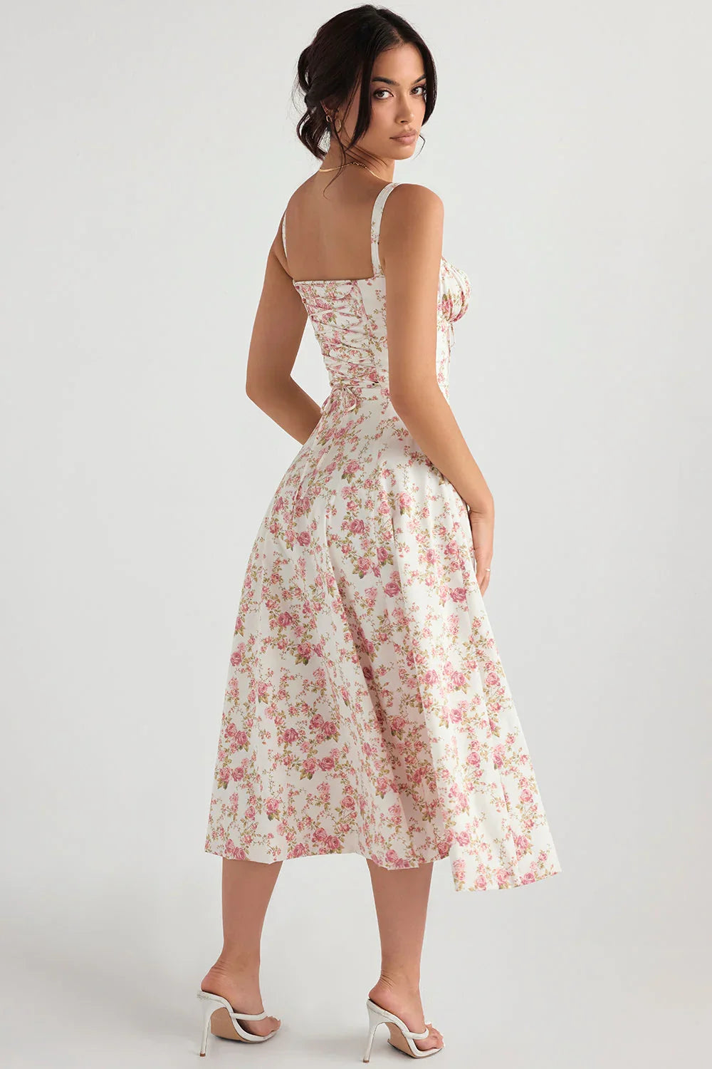 EVIE | Sleeveless Fitted Defined Waist Midi Dress