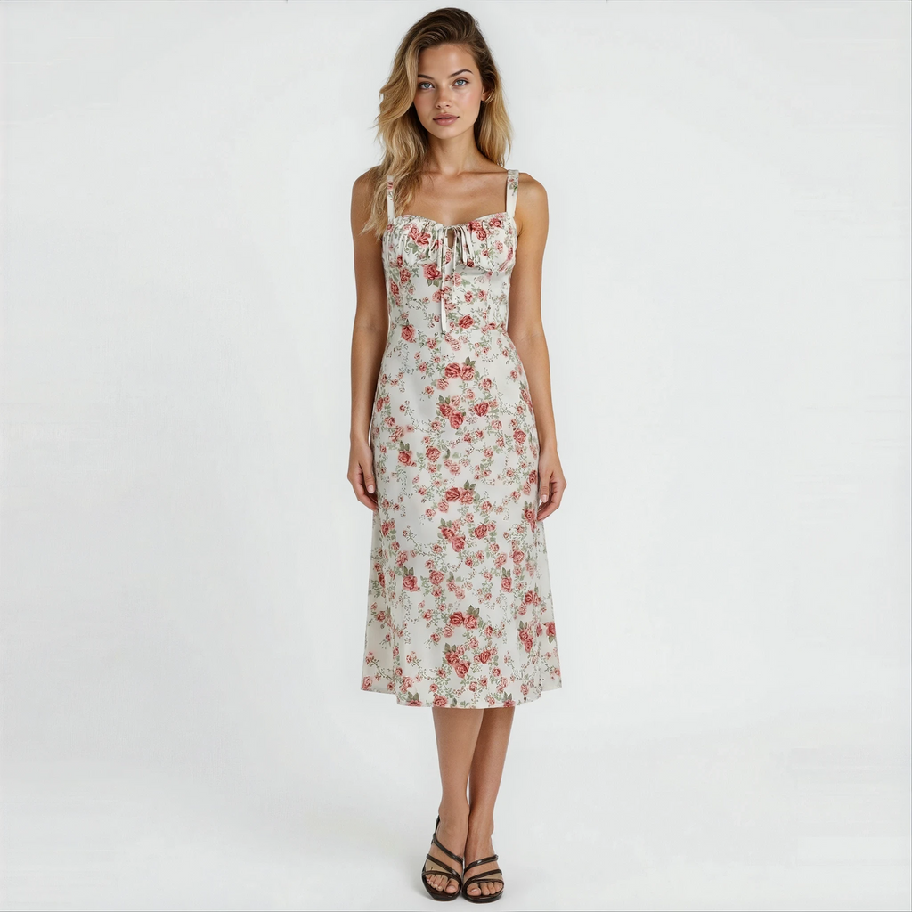 EVIE | Sleeveless Fitted Defined Waist Midi Dress