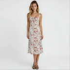 EVIE | Sleeveless Fitted Defined Waist Midi Dress