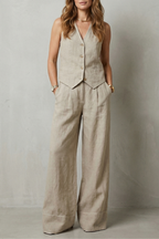 EVIE | Sleeveless Tailored Vest Wide Leg Pants Set
