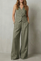 EVIE | Sleeveless Tailored Vest Wide Leg Pants Set