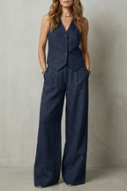 EVIE | Sleeveless Tailored Vest Wide Leg Pants Set