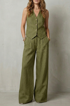 EVIE | Sleeveless Tailored Vest Wide Leg Pants Set