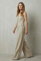 EVIE | Sleeveless Tailored Vest Wide Leg Pants Set