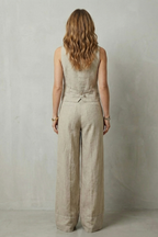 EVIE | Sleeveless Tailored Vest Wide Leg Pants Set