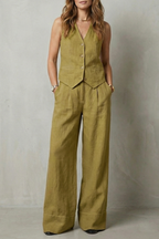 EVIE | Sleeveless Tailored Vest Wide Leg Pants Set