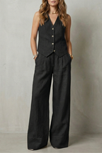 EVIE | Sleeveless Tailored Vest Wide Leg Pants Set