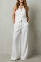 EVIE | Sleeveless Tailored Vest Wide Leg Pants Set