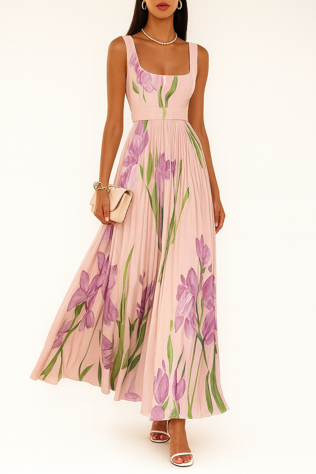 EVIE | Pleated Sleeveless Maxi Dress