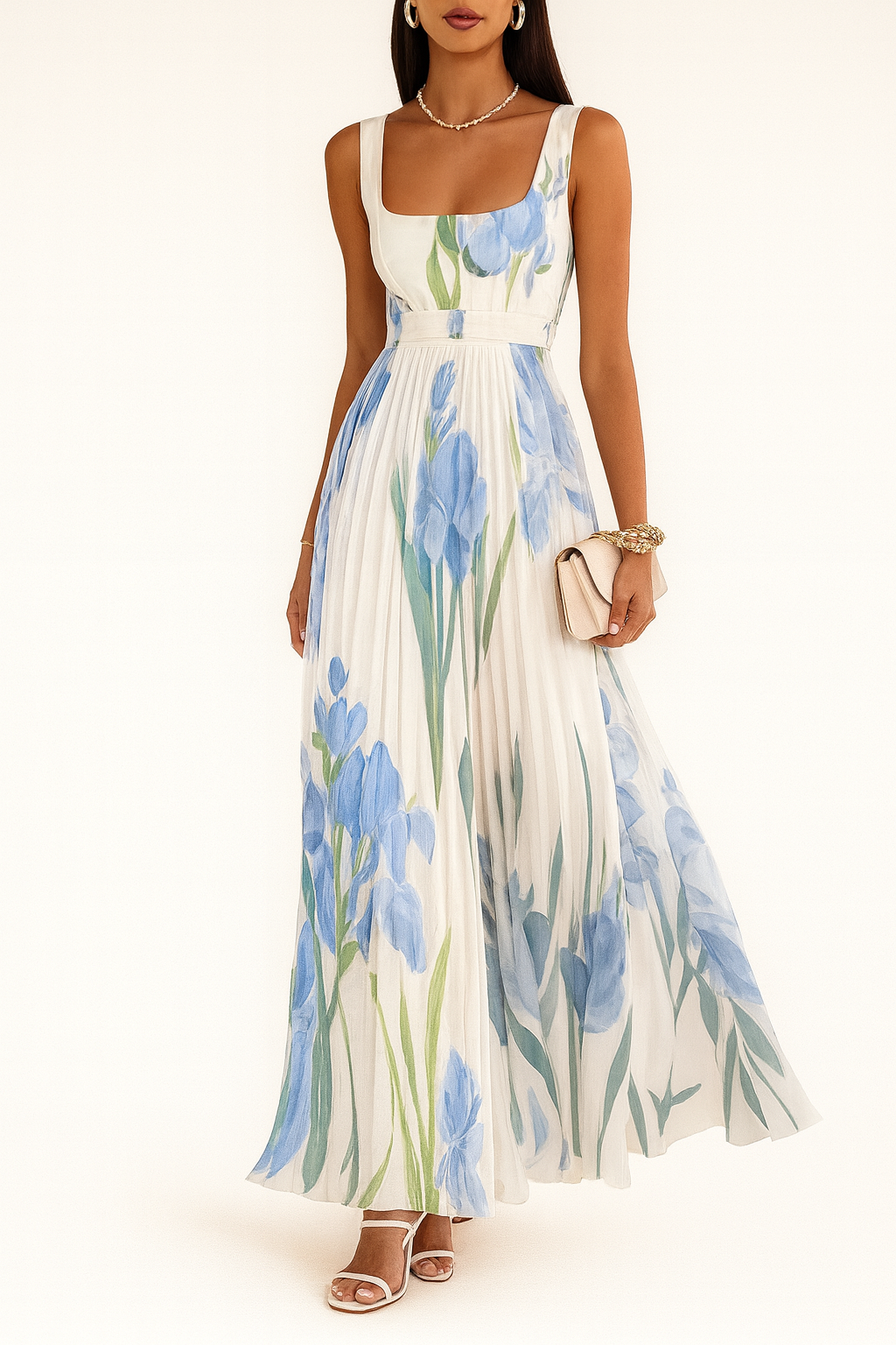 EVIE | Pleated Sleeveless Maxi Dress