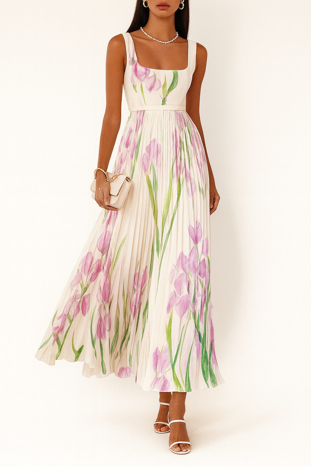 EVIE | Pleated Sleeveless Maxi Dress